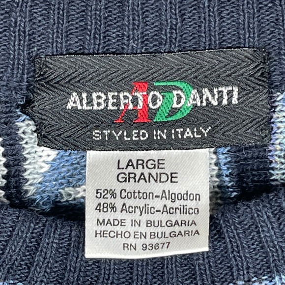 Vintage Alberto Danti 3D Knit Coogi Cosby Style Sweater Mens Blue Size Large - Picture 6 of 7